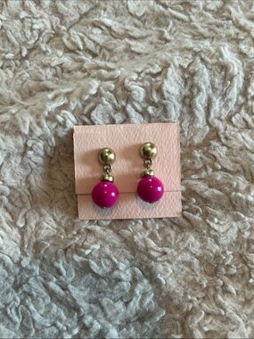 Vintage Gold and Bright Pink Drop Earrings